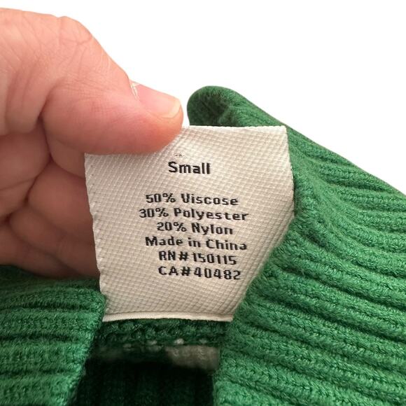 Varley Sweater Womens Small Green Marcie Fair Isle Yoke Knit Pullover Geometric - Picture 7 of 11